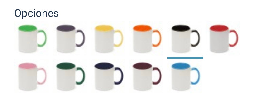 15 tazas de cerámica (con color interno y asa)