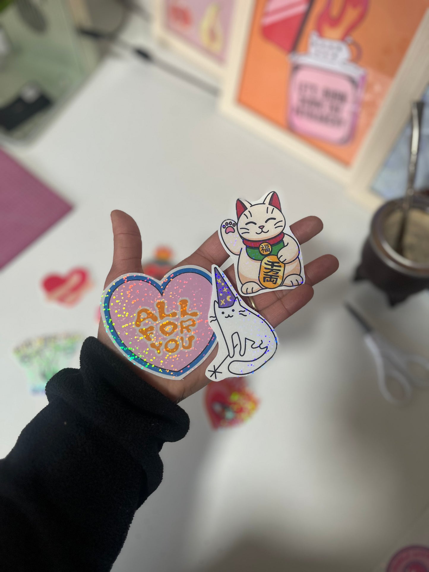 Plancha de stickers con laminado holográfico personalizados