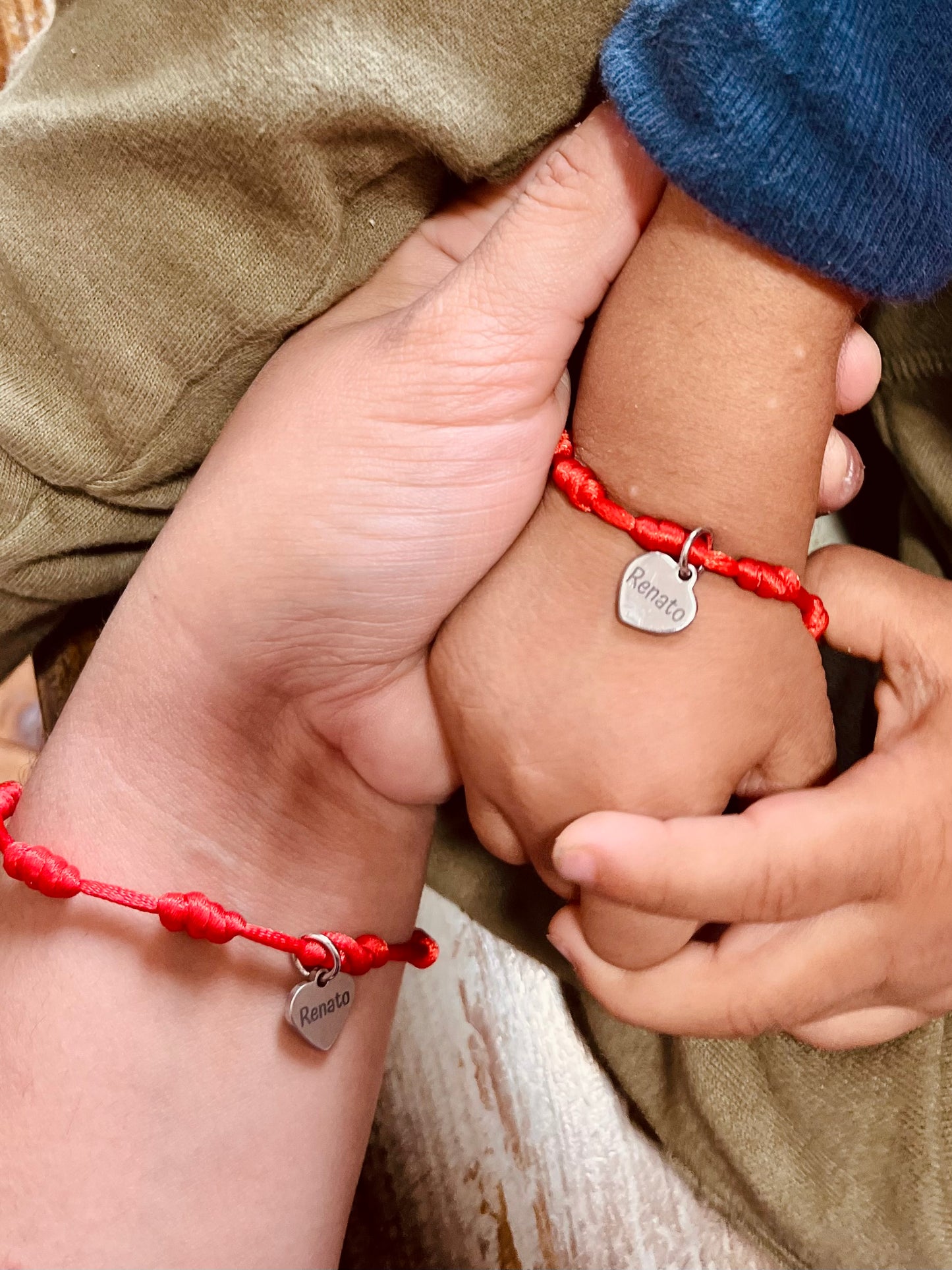 Pulsera de 7 nudos + dije corazón grabado