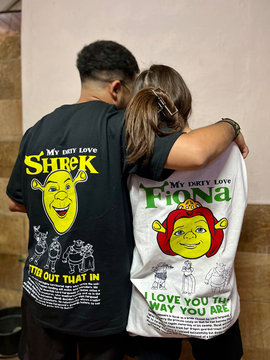 Remeras Shrek y Fiona