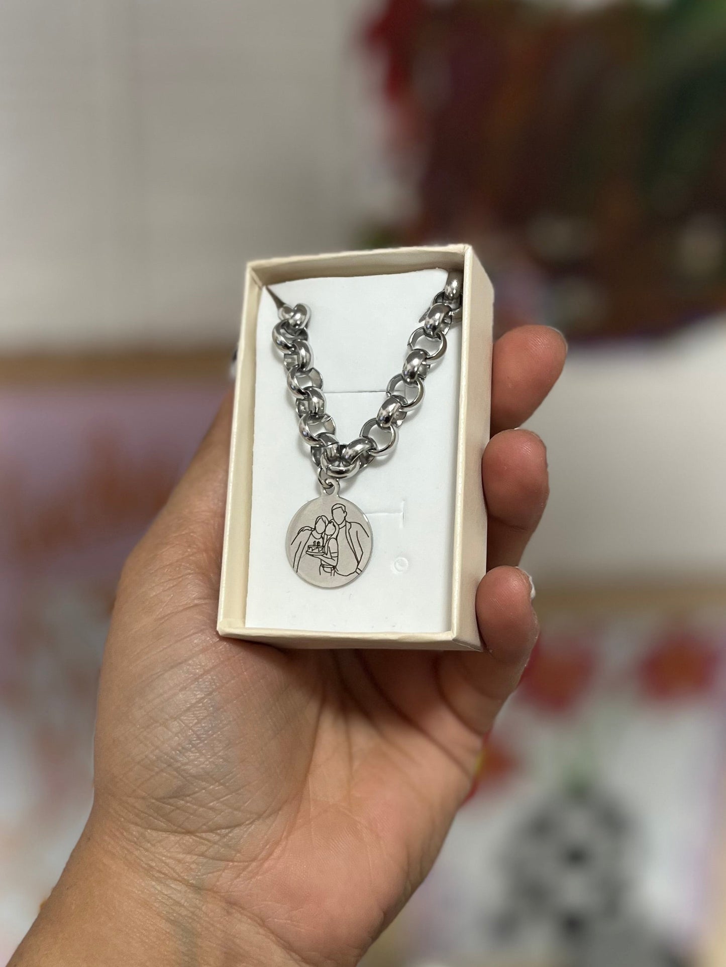 Pulsera con dije de foto silueta