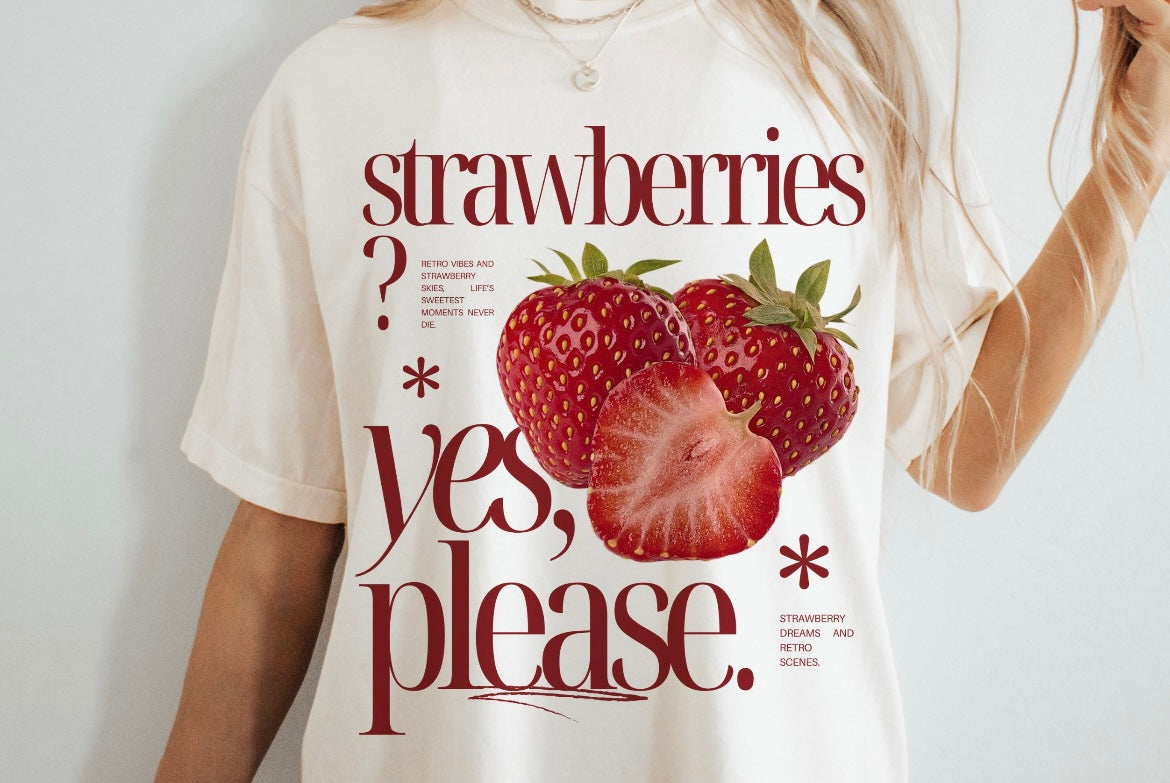 Remera Cherry y frutillas