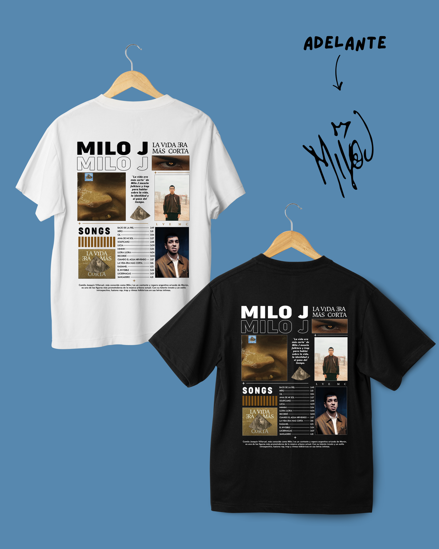 Remera Milo J la vida era más corta