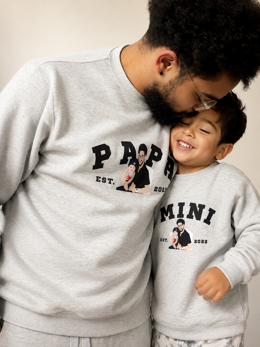 Pack buzo adulto y mini color gris