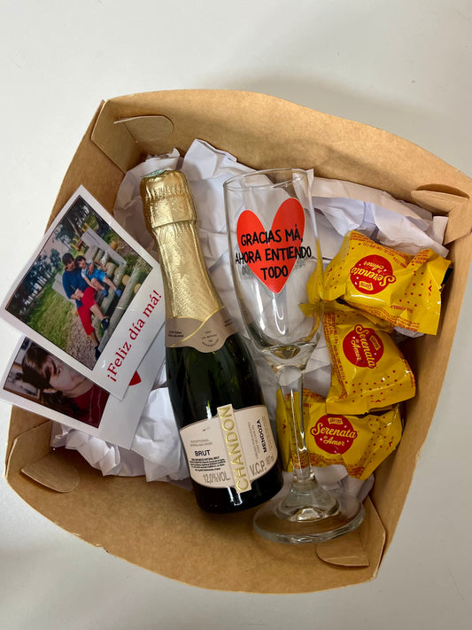 Box mamá con champagne
