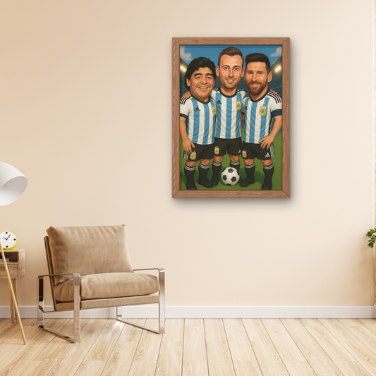 Cuadro con Maradona y Messi